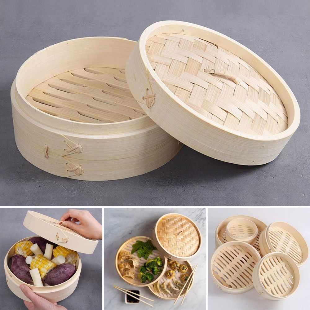 Bao Steamer Bamboo - Keranjang Kukus Bambu Cina dengan Tutup