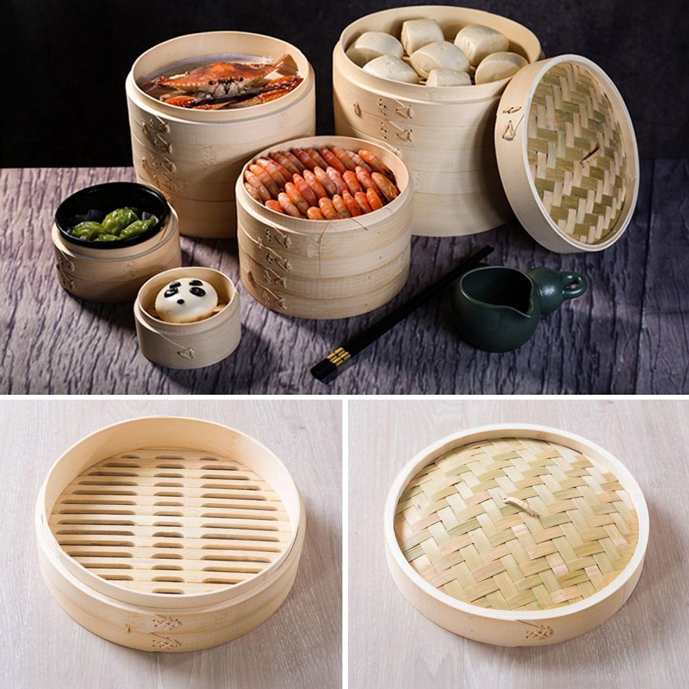 Bao Steamer Bamboo - Pengukus Cina pengukus bambu dengan tutup