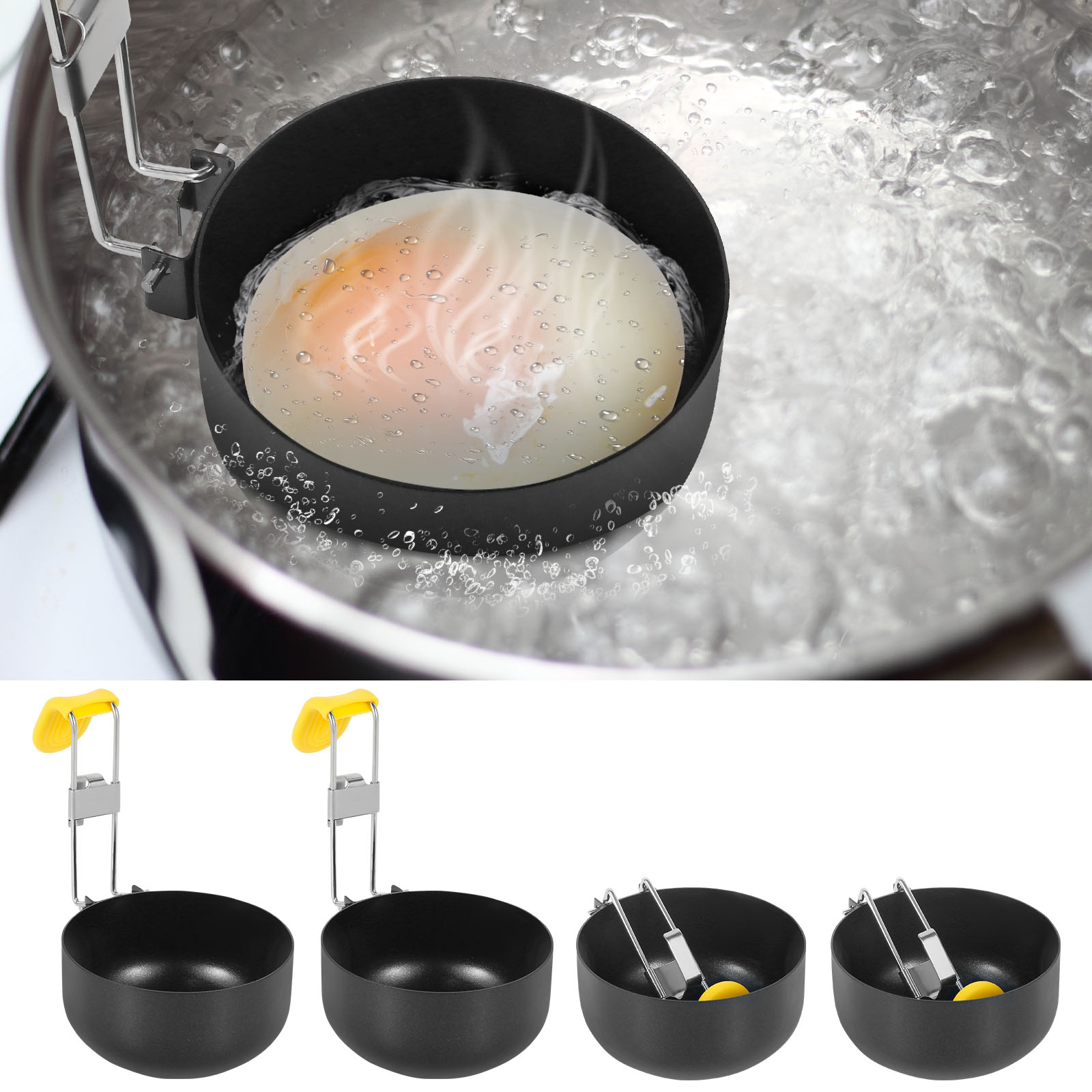 Mini Pancake Griddle - 4 Pak Pemburu Telur Baja Tahan
