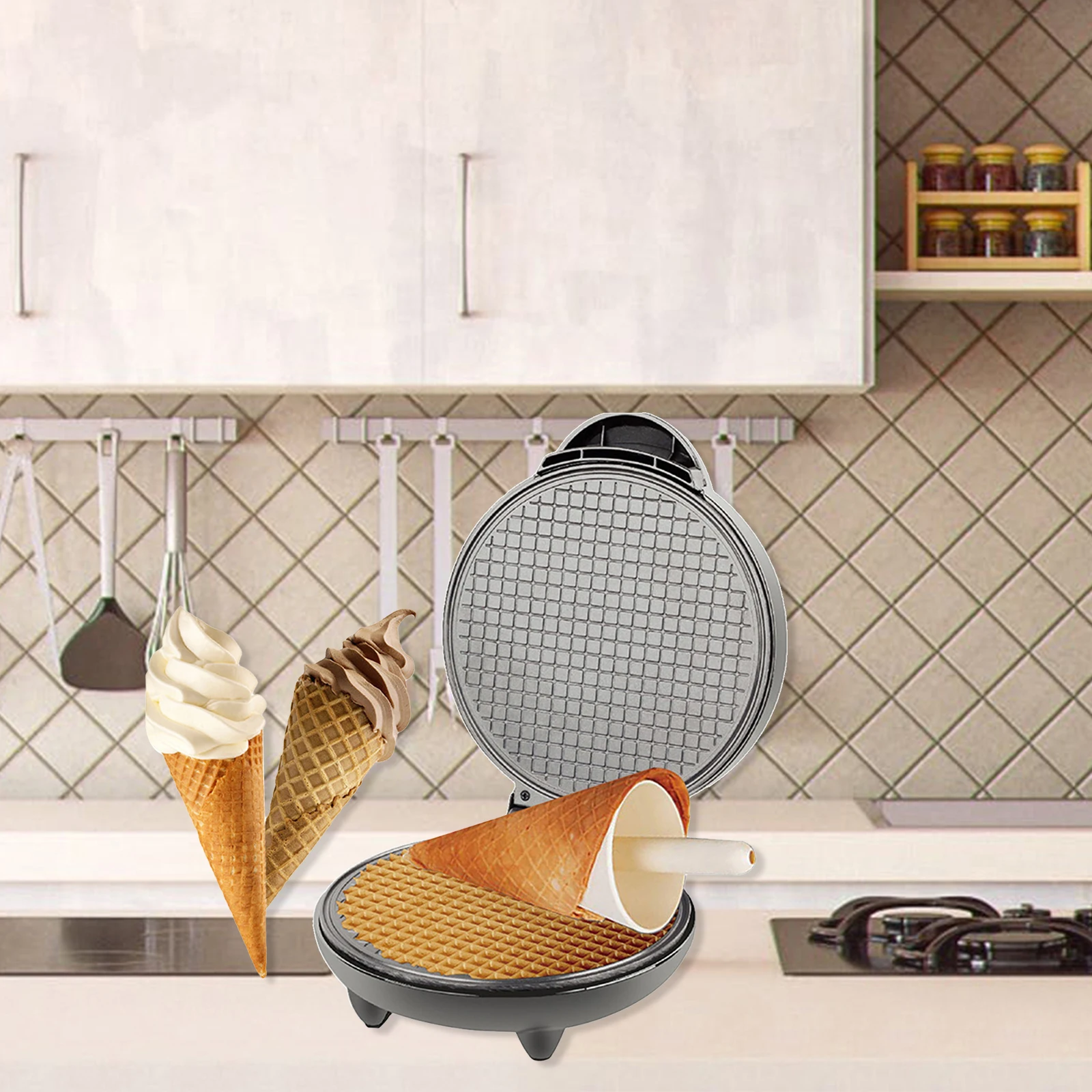 Pembuat Waffle 1200W Mesin Pem - Waffle Cone Maker ulasan dan harga